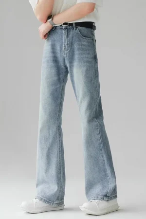 New High Quality Bootcut Jeans for Man Daily Casual Loose Straight Leg Denim Pants Male Fashion Versatile Vintage Trousers