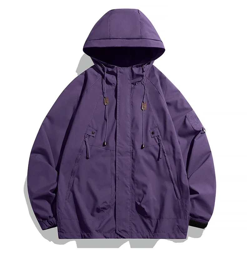 Windbreakers Men Hooded Jacket Zipper Coat Cargo Waterproof Black Bomber Camping Loose Thin Softshell Hooded Hiking Jacket - Image 6