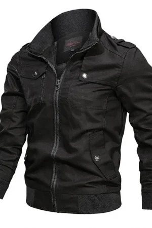 2023 new Pilot Bomber Jacket Coats Mens Cotton Cargo Jackets With Zipper Pockets Retro Casual Work Jacket Male Clothing Outwear