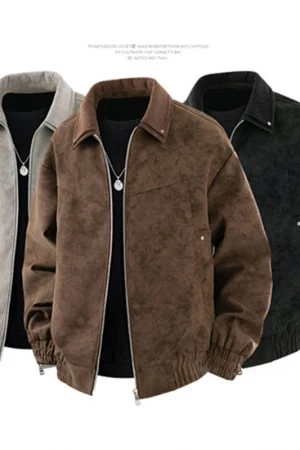 American Vintage-Style PU Leather Jacket for Men - Oversized Casual Lapel Jacket